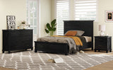 Rustic Farmhouse Style 3 Pieces Bedroom Sets Blackwash Queen Bed with 2 Drawers, Nightstand and Dresser, Coffee