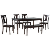 Classic Dining Set Wooden Table and 4 Chairs with Bench for Kitchen Dining Room