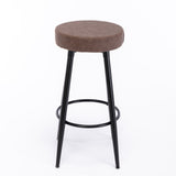 A&A Furniture,Metal Bar Stools,  Round Kitchen Counter Stools, Industrial Round Barstool, Bar Chairs, 28 Inch for Counter Pub Height Set of 2 (Brown)