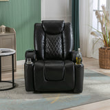 Power Motion Recliner with USB Charge Port and Cup Holder -PU Lounge chair for Living Room,Black(Old Sku:PP194010BAA）