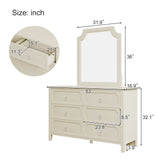 White Wooden Dresser Six Large Drawers