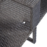 2-Piece All-Weather Wicker Conversation Set Rattan Sofa Set Outdoor Patio Half-moon Sectional Furniture Set w/ Side Table for Umbrella, Gray Rattan+Gray Cushion