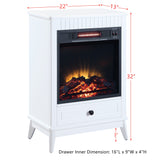 Electric Indoor Fireplace in White Finish