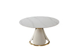 Modern sintered stone round dining table with stainless steel base