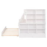 Twin over Full Bunk Bed with Trundle and Shelves
