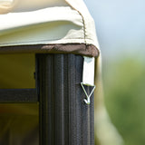 Outdoor Iron Vented Dome Top Patio Gazebo with Netting for Backyard, Poolside and Deck, Brown