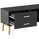 U-Can Modern TV Stand with 5 Champagne legs - Durable, stylish, spacious, versatile storage TVS up to 77" (Black)