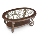 Coffee Table with Glass Table Top and Powder Coat Finish Metal Legs