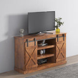 Farmhouse Sliding Barn Door TV Stand for TV up to 65 Inch Flat Screen Media Console Table Storage Cabinet Wood Entertainment Center Sturdy Ranch Rustic Style