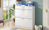Slim Entryway Organizer with 2 Flip Drawers