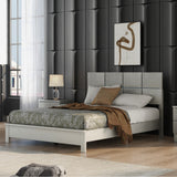 Queen Champagne Silver Platform Bed Solid Rubber Wood Frame and Legs