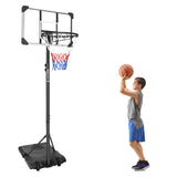 Teenagers Youth Height Adjustable 5.6 to 7ft Basketball Hoop 28 Inch Backboard Portable Basketball Goal System with Stable Base and Wheels, use for Indoor Outdoor