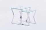 Nesting End Table Set of 2 Glass Table Set for Living Room
