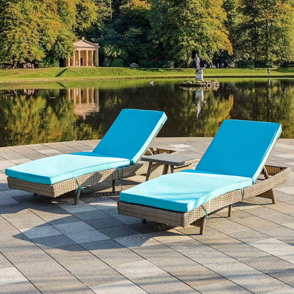 Tristan 78”Long Reclining Chaise Lounge Set with Cushions and Table