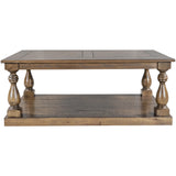 Rustic Floor Shelf Coffee Table with Storage, Solid Pine Wood
