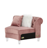 Pink Sectional Sofa w/7 Pillows, Pink Velvet