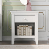 3 Pieces Traditional Concise Style White Bedroom Sets, Nightstand+Chest+Full Bed