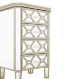 Elegant Mirrored 4-Drawer Chest with Golden Lines Storage Cabinet for Living Room, Hallway, Entryway