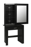 Vanity Desk with Mirror & Stool, Black Makeup Table with Storage Shelves & Drawer, Vanity Set for Girls Women