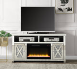 Silver TV STAND W/FIREPLACE Mirrored & Faux Diamonds