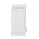 Gallatin Electric Fireplace w/ Bookcases – White w/ White Faux Stone