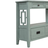 Pine Wood Console Table Entry Sofa Table with 4 Drawers & 1 Storage Shelf for Entryway Living Room Bedroom Hallway Kitchen