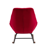 Tufted Upholstered Padded Seat Rocking Chair-Velvet Red