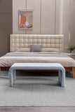 New Boucle Fabric Loveseat Ottoman Footstool Bedroom Bench Shoe Bench With Gold Metal Legs,Light Blue