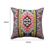 24 x 24 Square Cotton Accent Throw Pillow, Soft Kilim Print, Multicolor