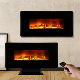 36 Inch Curved Front Electric Fireplace,Freestanding or Wall Mounted Electric Fireplace with Adjustable Flame Color & Remote Control