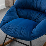 Tufted Upholstered Padded Seat Rocking Chair-Velvet Blue