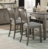 Dining Furniture Counter Height Table w Drawers Wine Rack Shelf and 4x Counter Height Chairs 5pc Dining Set Classic Style