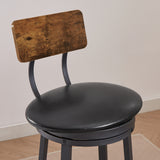 Oval Stool Swivel Bar Stool, Tall Bar Stool With Backrest, Industrial, Thick Iron Frame Footrest, 29.5" High.（Rustic Brown，17.5’’w x 13.4’’d x 40.5’’h）