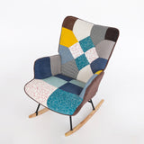 Rocking Chair, Tufted Upholstered Rocking Chair for Nursery, Comfy Wingback Glider Rocker with Safe Solid Wood Base for Living Room Bedroom Balcony