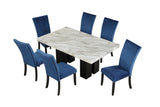 7-piece Dining Table Set with 1 Faux Marble Dining Rectangular Table and 6 Upholstered Chairs