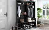 Modern Style Multiple Functions Hallway Coat Rack with Metal Black Hooks