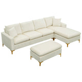 Cream Sectional Sofa with Ottoman
