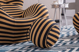 Barrel Chair with Ottoman, Stripe Chair for Living Room (3 Colors, 2 Size), Black & Yellow Stripe