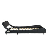 Queen Black Faux Leather Upholstered Platform Bed Frame