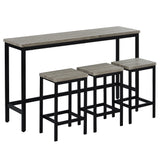 Dining Table Set with 3 Stools Pub Kitchen Set Side Table with Footrest