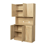 Tall Kitchen Cabinet, with 6-Doors, 1-Open Shelves and 1-Drawer