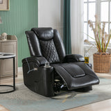 Power Motion Recliner with USB Charge Port and Cup Holder -PU Lounge chair for Living Room,Black(Old Sku:PP194010BAA）