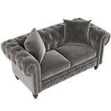 Modern Grey Velvet Loveseat