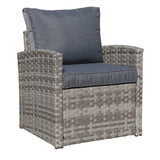 6-Piece Outdoor PE Rattan Sofa Set Patio Garden Wicker Dining and Coffee Sofa-Grey