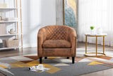 COOLMORE accent Barrel chair living room chair with nailheads and solid wood legs  Light  Coffee microfiber fabric