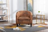 COOLMORE accent Barrel chair living room chair with nailheads and solid wood legs  Light  Coffee microfiber fabric