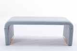 New Boucle Fabric Loveseat Ottoman Footstool Bedroom Bench Shoe Bench With Gold Metal Legs,Light Blue