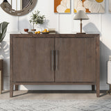 U-Style Storage Cabinet Sideboard Wooden Cabinet with 2 Metal handles and 2 Doors for Hallway, Entryway, Living Room, Bedroom