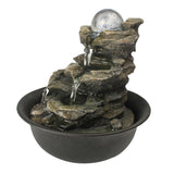 8.3inches Rock Cascading Tabletop Water Fountain with LED Lights & Crystal Ball for Home Office Bedroom Relaxation