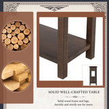 TREXM Rustic Brushed Texture Entryway Table Console Table with Drawer and Bottom Shelf for Living Room（Espresso）
